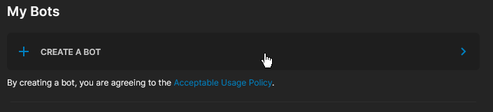 The "CREATE A BOT" button.