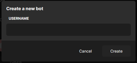 The new bot form filled in.